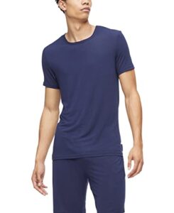 calvin klein men’s ultra-soft modern modal lounge crewneck t-shirt, blue shadow, extra large