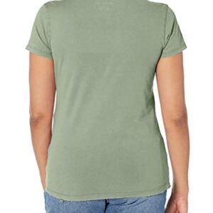 Calvin Klein Women's Minimal Logo Short Sleeve Tee Shirt, Thyme, Large