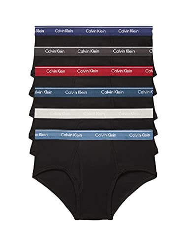 Calvin Klein Men's Cotton Classics Multipack Briefs, Black Bodies W/LAQUER, RIVERBED Heather, RIVERBED, Phantom, Chino Blue, Heather Grey, S