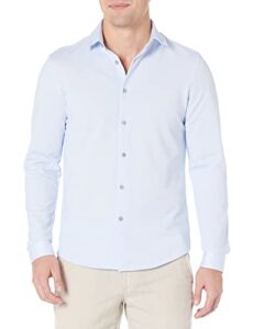 calvin klein men’s dress shirt extreme slim fit stain shield, light blue, medium