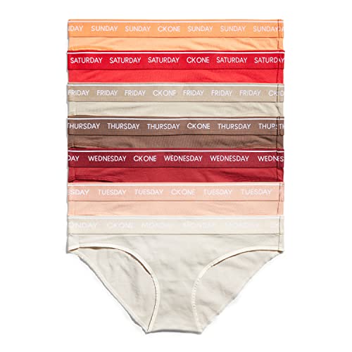 Calvin Klein Women's CK One Cotton Bikini Panty, Tapioca/Gentile/Red Carpet/Bright Camel/Tuffet/Exact/Soft Orange, Small