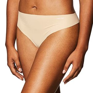 calvin klein women’s invisibles no panty line thong panty, light caramel, small