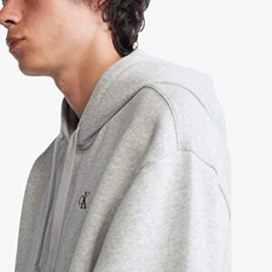 Calvin Klein Men's Relaxed Fit Archive Logo Fleece Full Zip Hoodie, Heroic Grey Heather, Large