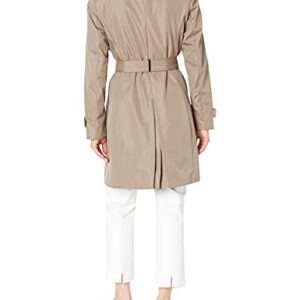 Calvin Klein Women's Single Breasted Belted Rain Jacket with Removable Hood, Owl, X-Small