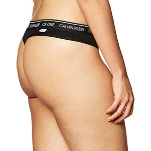 Calvin Klein Women's CK One Cotton Thong Panty, Black, Medium