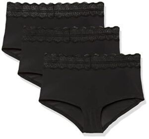 calvin klein women’s micro with lace band hipster panty, black 3 pack, medium