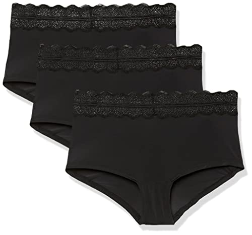 Calvin Klein Women's Micro with Lace Band Hipster Panty, Black 3 Pack, Medium