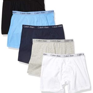 Calvin Klein Boys' Modern Cotton Assorted Boxer Briefs Underwear, 5 Pack, Black, Grey, White, Light Blue, Navy, Small