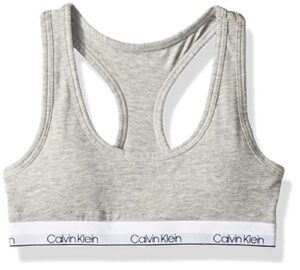 calvin klein girls’ big modern cotton molded bralette, heather grey, large