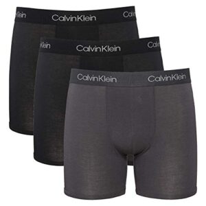 calvin klein men’s 3-pack cotton modal boxer briefs – black/grey/black – medium