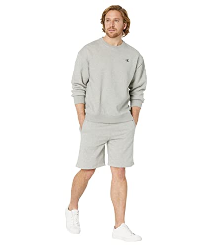 Calvin Klein Men's Relaxed Fit Monogram Logo Fleece Sweatshirt, Heroic Grey Heather, Medium