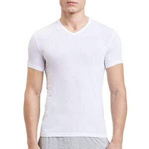 calvin klein men’s ultra-soft modal lounge short sleeve v-neck undershirt , white, m