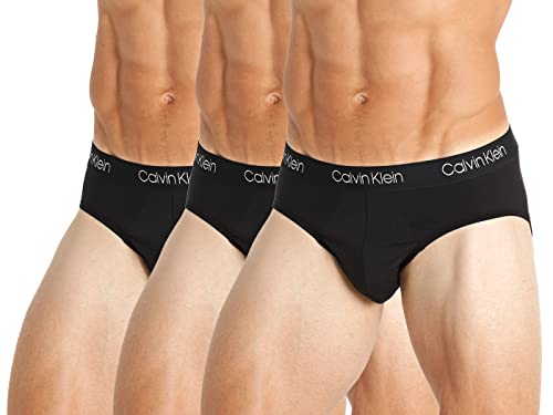 Calvin Klein Men's Luxe Pima Cotton Multipack Hip Brief, Black, Black, Black, X-large