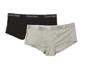 calvin klein women`s motive cotton boyshort 2 pack (black(qp1897-906)/grey, medium)