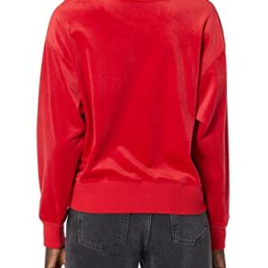 Calvin Klein Women's Soft Logo Comfortable Velour Everyday Sweatshirt, Rouge, Small