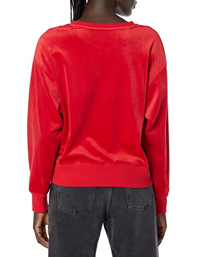 Calvin Klein Women's Soft Logo Comfortable Velour Everyday Sweatshirt, Rouge, Small