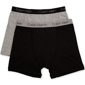 Calvin Klein Boys' Assorted Boxer Briefs (Pack of 2), New Black/Heather Gray, Extra-Small (4/5)