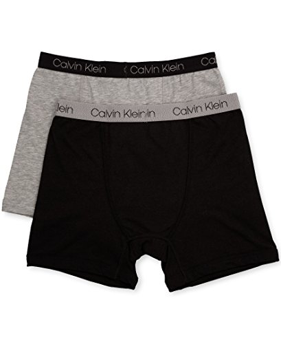 Calvin Klein Boys' Assorted Boxer Briefs (Pack of 2), New Black/Heather Gray, Extra-Small (4/5)