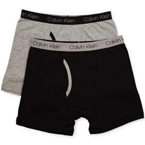 Calvin Klein Boys' Assorted Boxer Briefs (Pack of 2), New Black/Heather Gray, Extra-Small (4/5)