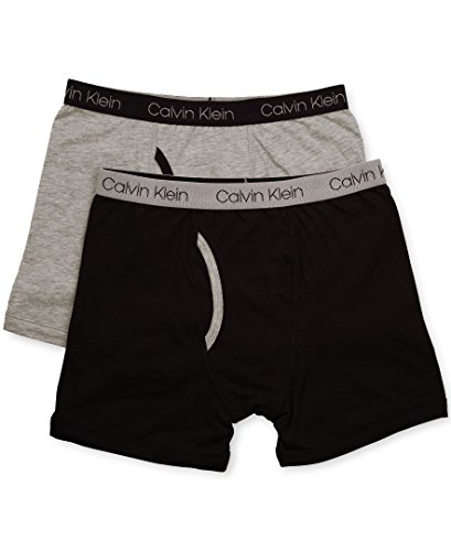 Calvin Klein Boys' Assorted Boxer Briefs (Pack of 2), New Black/Heather Gray, Extra-Small (4/5)