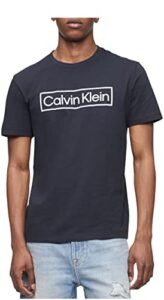 calvin klein men’s ck box logo crewneck t-shirt, black beauty, x-large