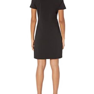 Calvin Klein Women's Short Sleeve Logo T-Shirt Dress, Black/Cream, Medium