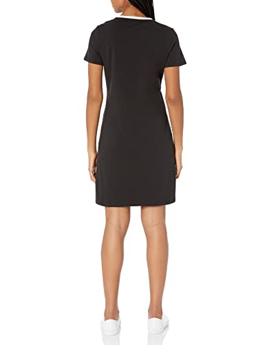 Calvin Klein Women's Short Sleeve Logo T-Shirt Dress, Black/Cream, Medium