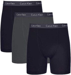 calvin klein mens 3 pack logo cotton stretch boxer briefs, black, medium