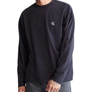 Calvin Klein Men's Relaxed Fit Archive Logo Crewneck Long Sleeve Tee, Black Beauty, Small