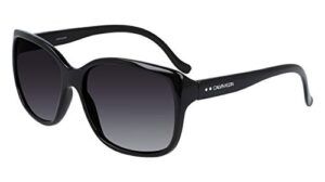 calvin klein women’s ck20518s rectangular sunglasses, black, 60/15/135