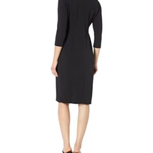 Calvin Klein 3/4 Sleeve Scuba Crepe Sheath Dress with Asymmetrical Neckline & Slit Black 12