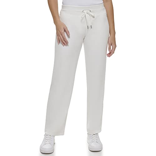 Calvin Klein Women's Misses Comfortable Wide Leg Everyday Velour Drawstring Pant, Milk, Small