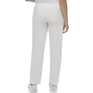 Calvin Klein Women's Misses Comfortable Wide Leg Everyday Velour Drawstring Pant, Milk, Small