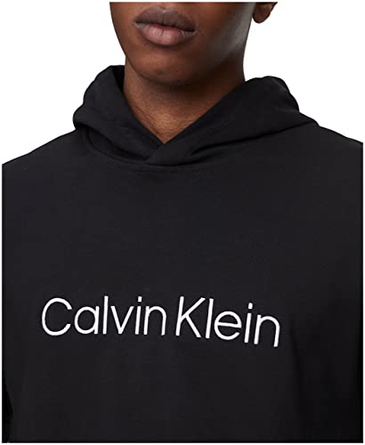 Calvin Klein Men's Relaxed Fit Logo French Terry Hoodie, Black Beauty, Small