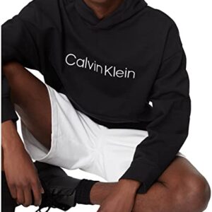 Calvin Klein Men's Relaxed Fit Logo French Terry Hoodie, Black Beauty, Small