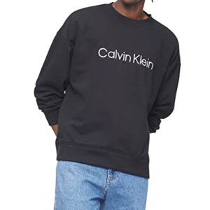 Calvin Klein Men's Logo French Terry Sweatshirt, Black, Medium