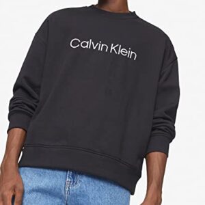 Calvin Klein Men's Logo French Terry Sweatshirt, Black, Medium