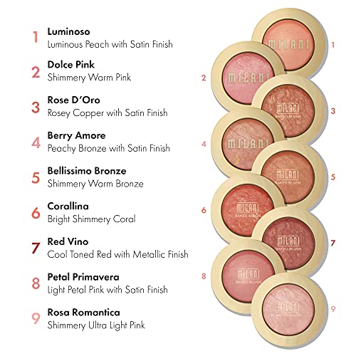 Milani Baked Blush - Bellissimo Bronze (0.12 Ounce) Cruelty-Free Powder Blush - Shape, Contour & Highlight Face for a Shimmery or Matte Finish