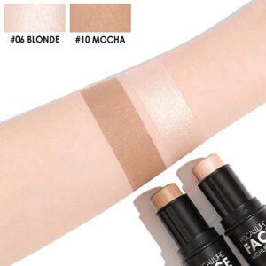 FOCALLURE 2 Pcs Mineral Cream Contour Stick,Moisturize Highlighter and Bronzer Pen,Non Stick Face Brightens & Shades Pencil,Long Lasting & Smooth Gliding Face Illuminator Makeup,Light-medium