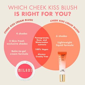 Milani Cheek Kiss Liquid Blush Makeup - Blendable & Buildable Cheek Blush, Lightweight Liquid Blusher and Cheek Color (Pink Flirt)