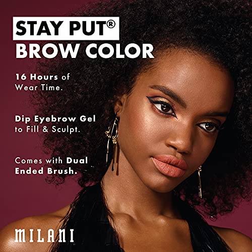 Milani Stay Put Brow Color - Medium Brown (0.09 Ounce) Vegan, Cruelty-Free Eyebrow Color that Fills and Shapes Brows…