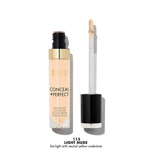 Milani Conceal + Perfect Longwear Concealer - Light Nude (0.17 Fl. Oz.) Vegan, Cruelty-Free Liquid Concealer - Cover Dark Circles, Blemishes & Skin Imperfections for Long-Lasting Wear