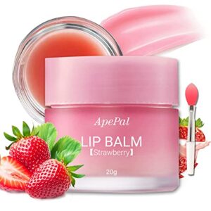 strawberry mask for lip, moisture & collagen booster lip sleeping mask , treatment to restore, hydrate & plump dry, chapped lips , strawberry mask for all lip types women
