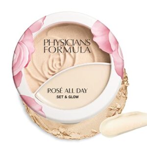 physicians formula rosé all day set & glow highlighting powder luminous light, dermatologist approved