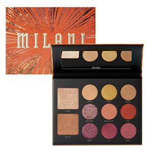 milani gilded ember eyeshadow palette- 2 in 1 palette for your face and eyes, face highlighter and eyeshadow palette