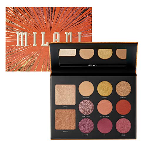 Milani Gilded Ember Eyeshadow Palette- 2 in 1 Palette For Your Face and Eyes, Face Highlighter and Eyeshadow Palette