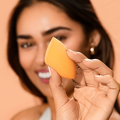 Real Techniques Miracle Complexion Sponge, Makeup Blending Sponge, For Foundation, Offers Light To Medium Coverage, Natural, Dewy Makeup, Orange Sponge, Latex-Free Foam, 4 Count