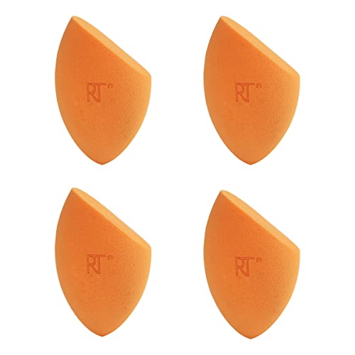 Real Techniques Miracle Complexion Sponge, Makeup Blending Sponge, For Foundation, Offers Light To Medium Coverage, Natural, Dewy Makeup, Orange Sponge, Latex-Free Foam, 4 Count