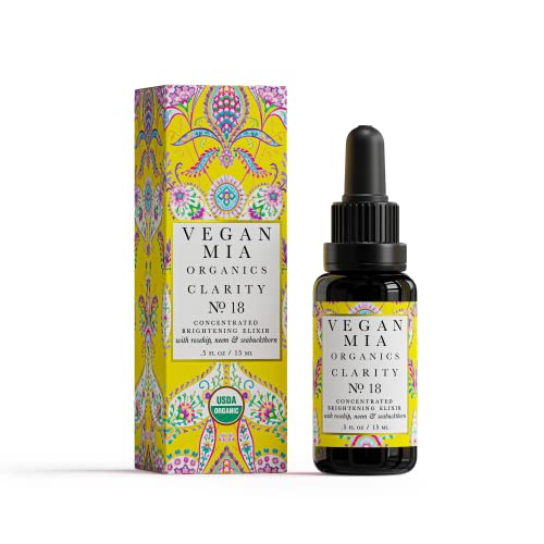 Vegan - USDA Organic Clarity Brightening & Balancing Concentrated Face Oil Serum - with Black Seed Oil, Jojoba Oil, Green Tea, Neem, Maracuja, Rosehip Seed Oil and More Facial Oils - Reveal Visibly Clearer, Smoother, More Radiant Skin Naturally, 0.5 fl oz