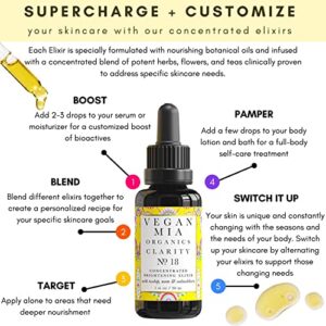 Vegan - USDA Organic Clarity Brightening & Balancing Concentrated Face Oil Serum - with Black Seed Oil, Jojoba Oil, Green Tea, Neem, Maracuja, Rosehip Seed Oil and More Facial Oils - Reveal Visibly Clearer, Smoother, More Radiant Skin Naturally, 0.5 fl oz